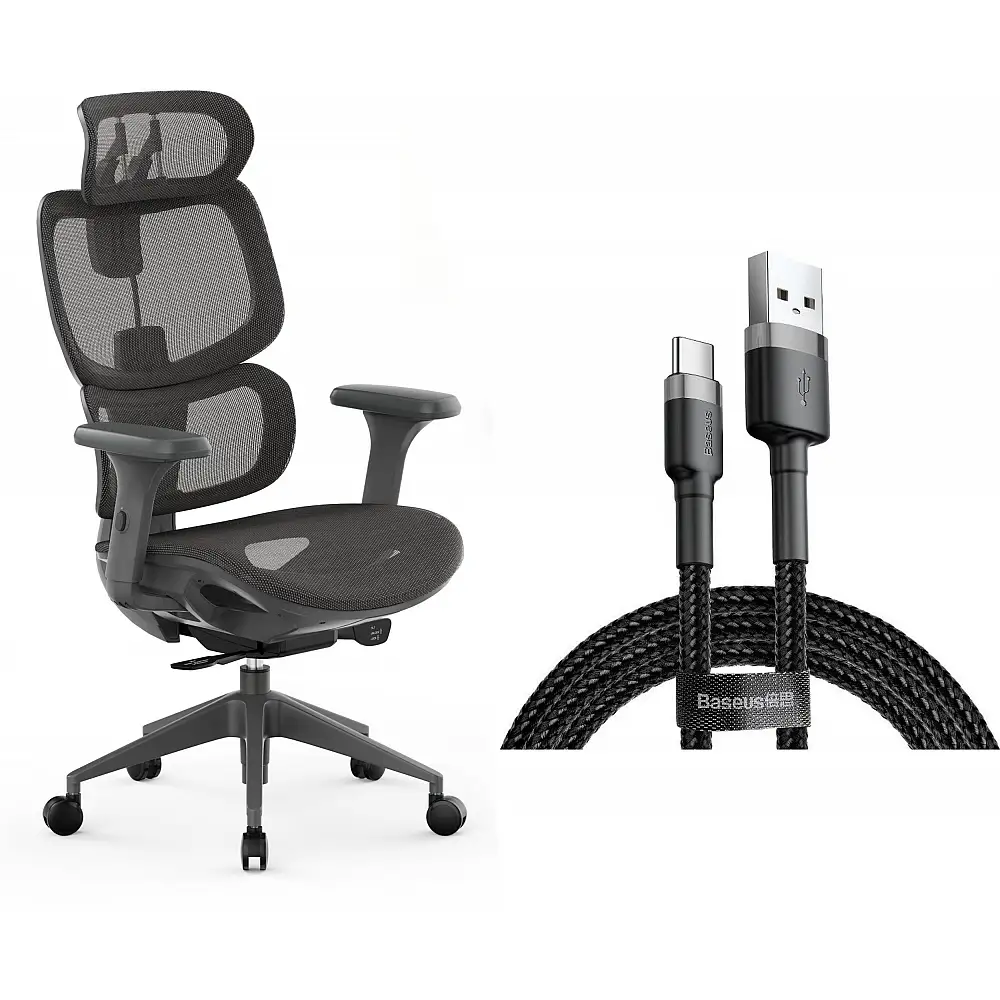 Krzesło biurowe SENSE7 Nobu Grafitowe + kabel usb