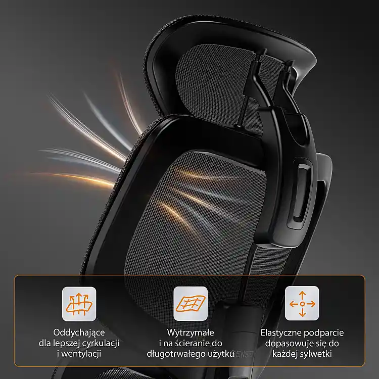 SENSE7 Nobu Καρέκλα Γραφείου Gaming, Εργονομική, Μαύρο Χρώμα