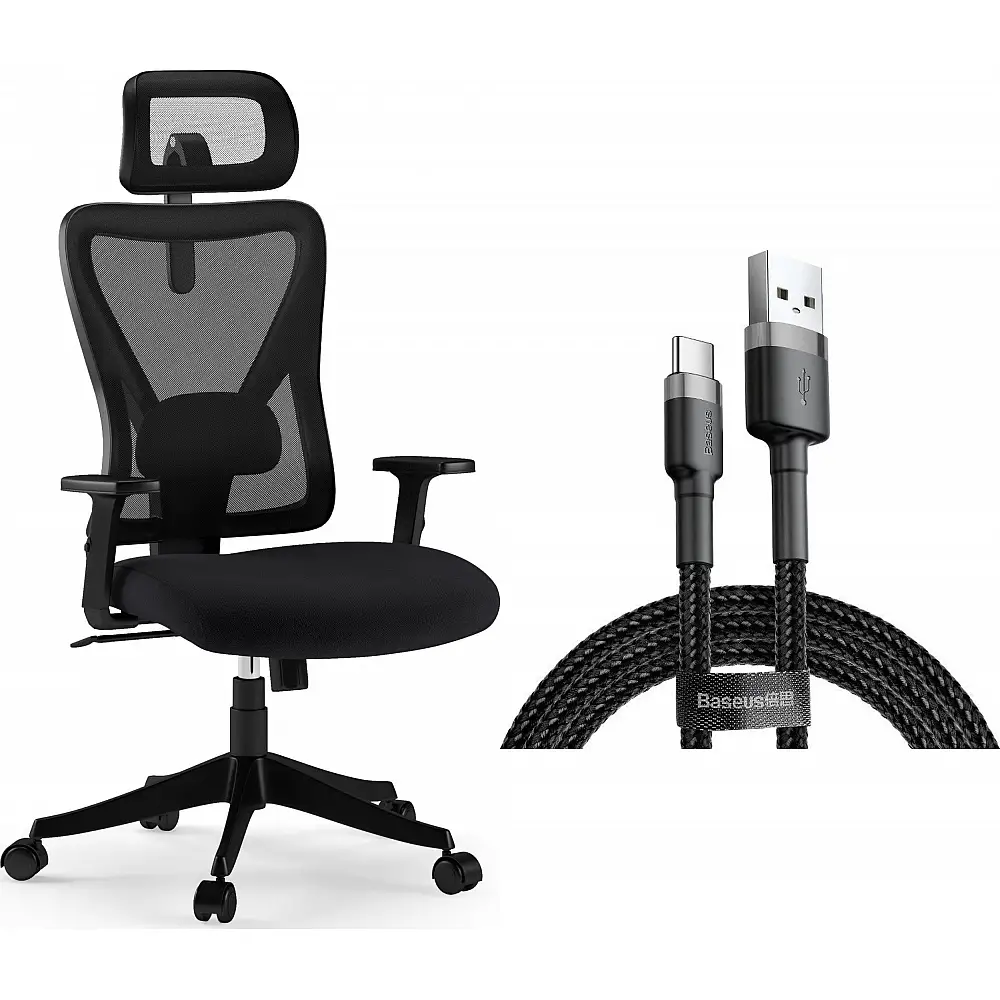 Krzesło biurowe SENSE7 Tone Czarne + kabel usb