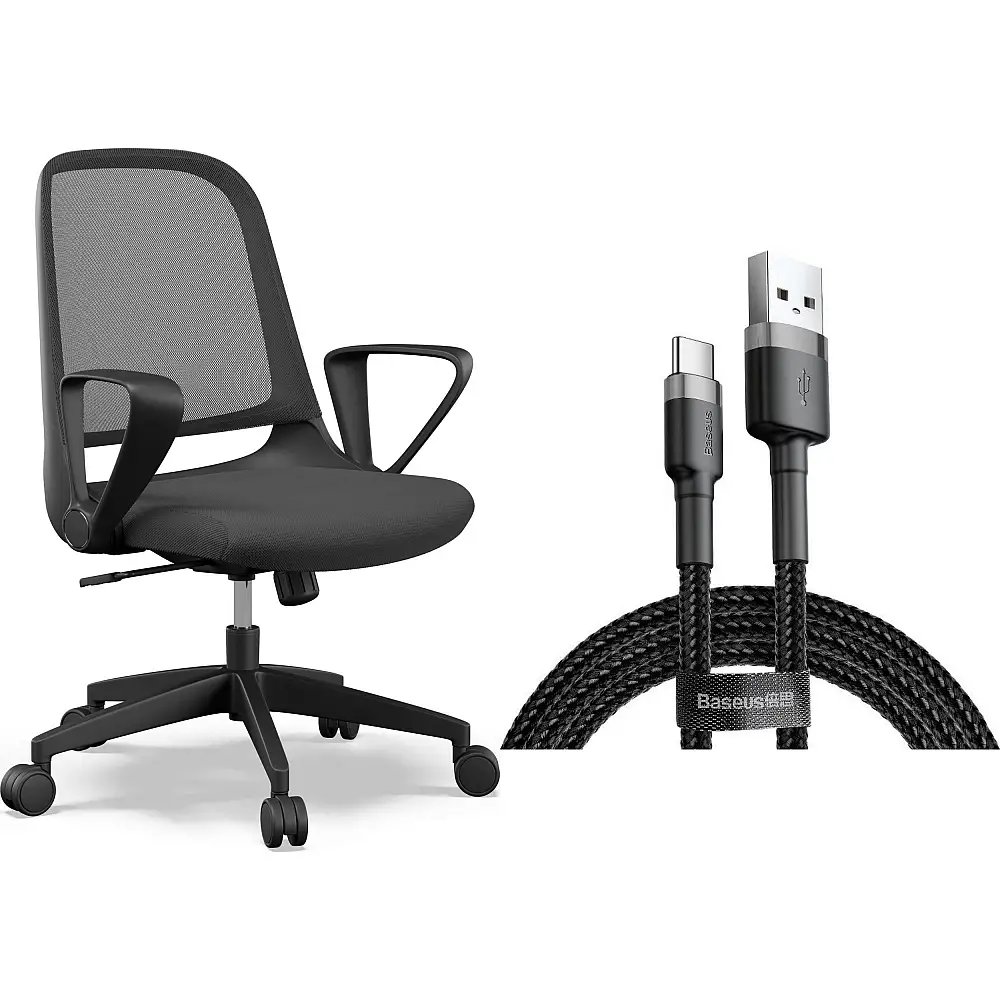 Krzesło biurowe SENSE7 Sopty Czarne + kabel usb