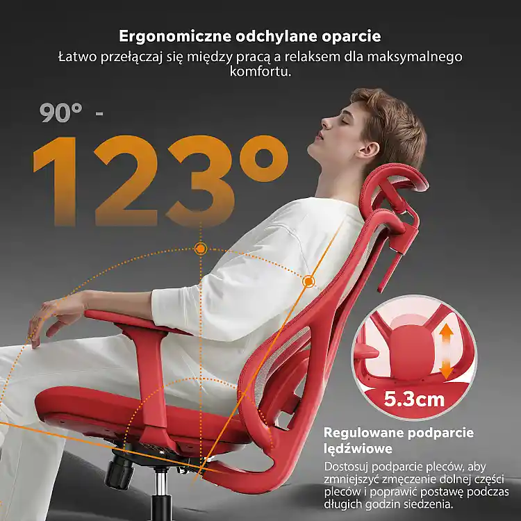 Πολυθρόνα Γραφείου SENSE7 Moyo, Εργονομική με Υποστήριξη Οσφυϊκής Περιοχής, Ρυθμιζόμενο Ύψος, Κόκκινη
