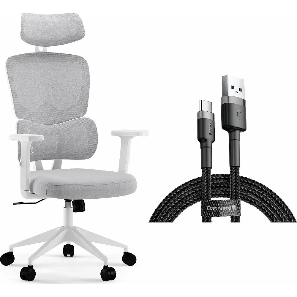 Krzesło biurowe SENSE7 Veno Białe + kabel usb