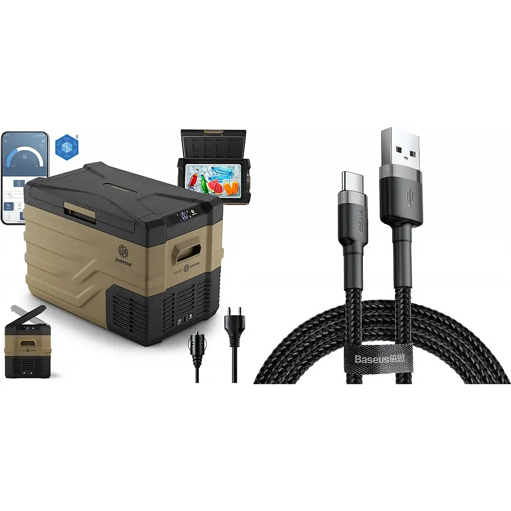 Lodówka turystyczna Peme Quest 40 Storm Sand + kabel usb
