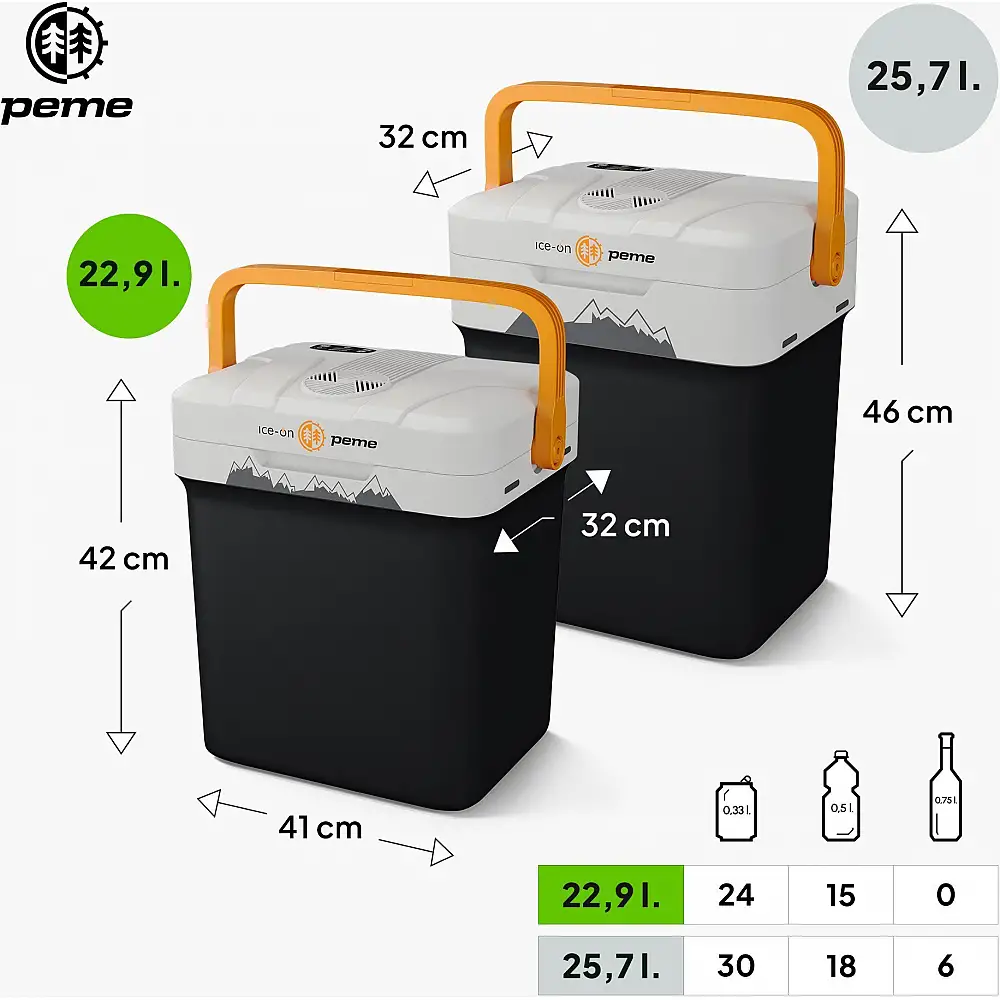 Lodówka turystyczna Peme Essential 27 Adventure Orange + kabel usb