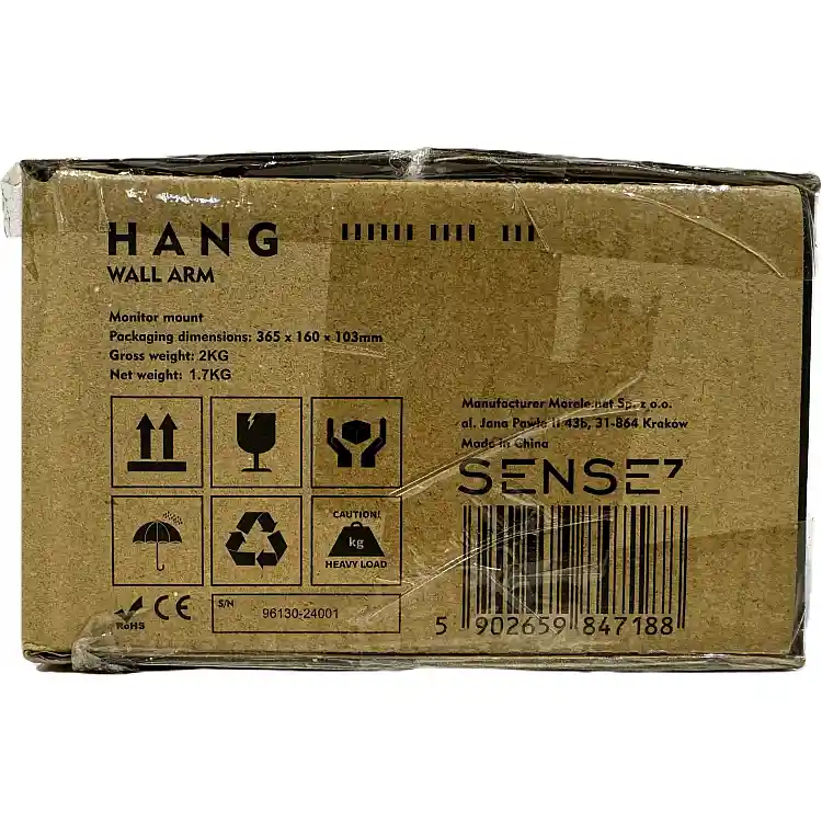 SENSE7 Hang Wall Arm Βραχίονας Τοίχου για Οθόνη 17"-32", VESA 75x75mm