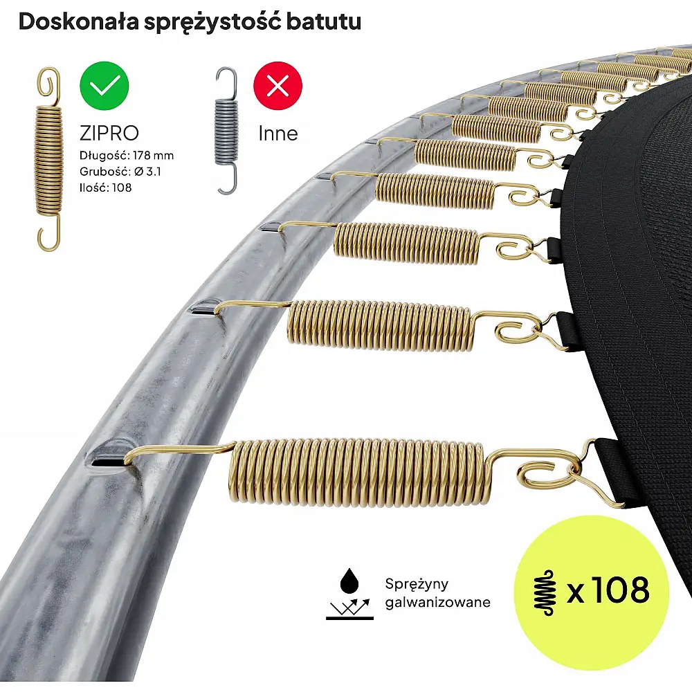 Trampolina ogrodowa Zipro Jump Pro Premium z siatką wewnętrzną 16FT 496cm + Mata Celnościowa