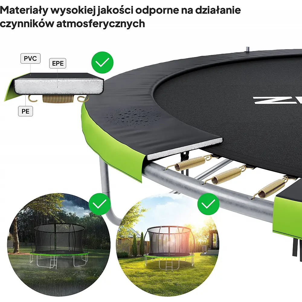 Trampolina ogrodowa Zipro Jump Pro Premium z siatką wewnętrzną 16FT 496cm + Mata Celnościowa