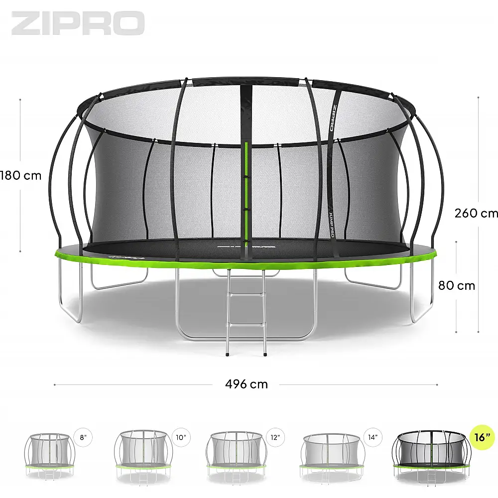 Trampolina ogrodowa Zipro Jump Pro Premium z siatką wewnętrzną 16FT 496cm + Mata Celnościowa