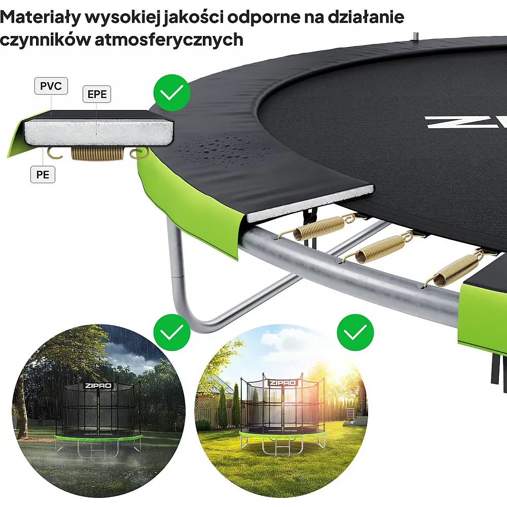 Trampolina ogrodowa Zipro Jump Pro z siatką wewnętrzną 12FT 374cm + Mata Celnościowa