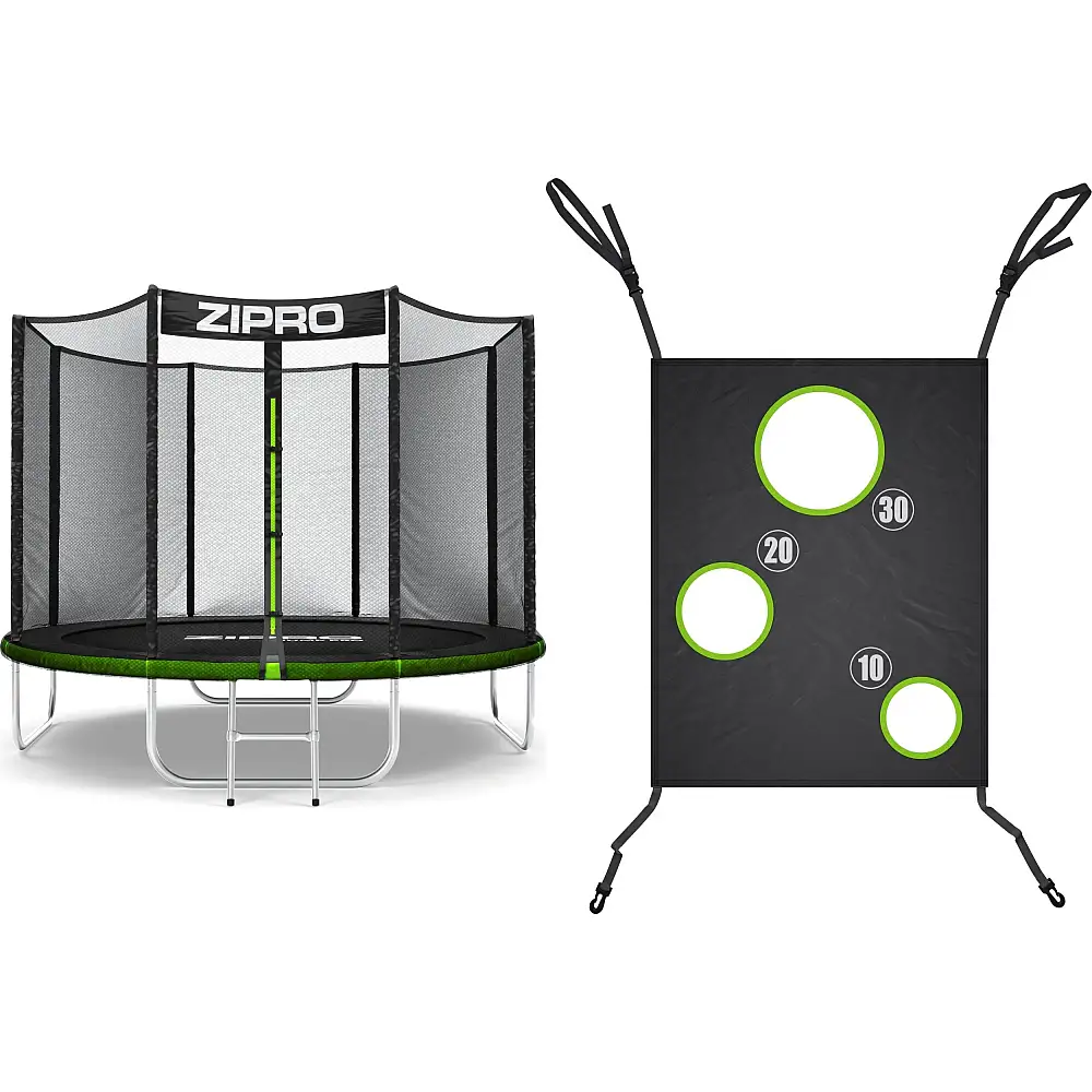 Trampolina ogrodowa Zipro Jump Pro z siatką zewnętrzną 8FT 252cm + Mata Celnościowa