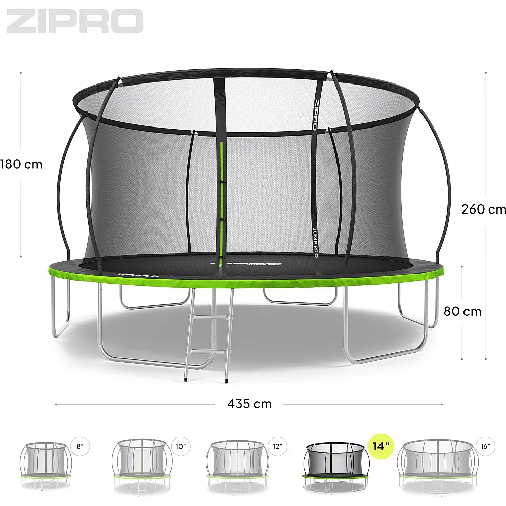 Trampolina ogrodowa Zipro Jump Pro Premium z siatką wewnętrzną 14FT 435cm + Mata Celnościowa