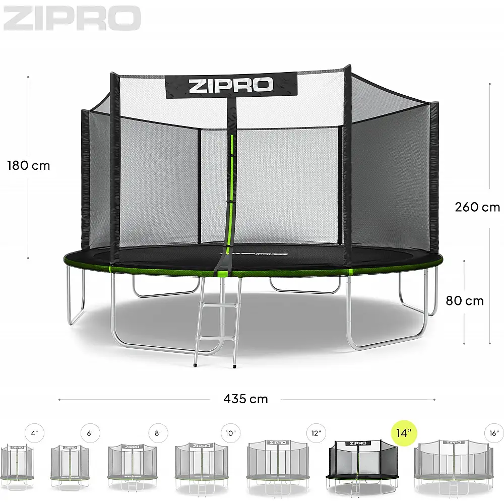 Trampolina ogrodowa Zipro Jump Pro z siatką zewnętrzną 14FT 435cm + Mata Celnościowa