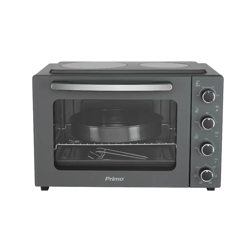 Φουρνάκι PREO-40456NS Με 2 Κεραμικές Εστίες 50L Με Αέρα & Υάλινη Πρόσοψη Ανθρακί