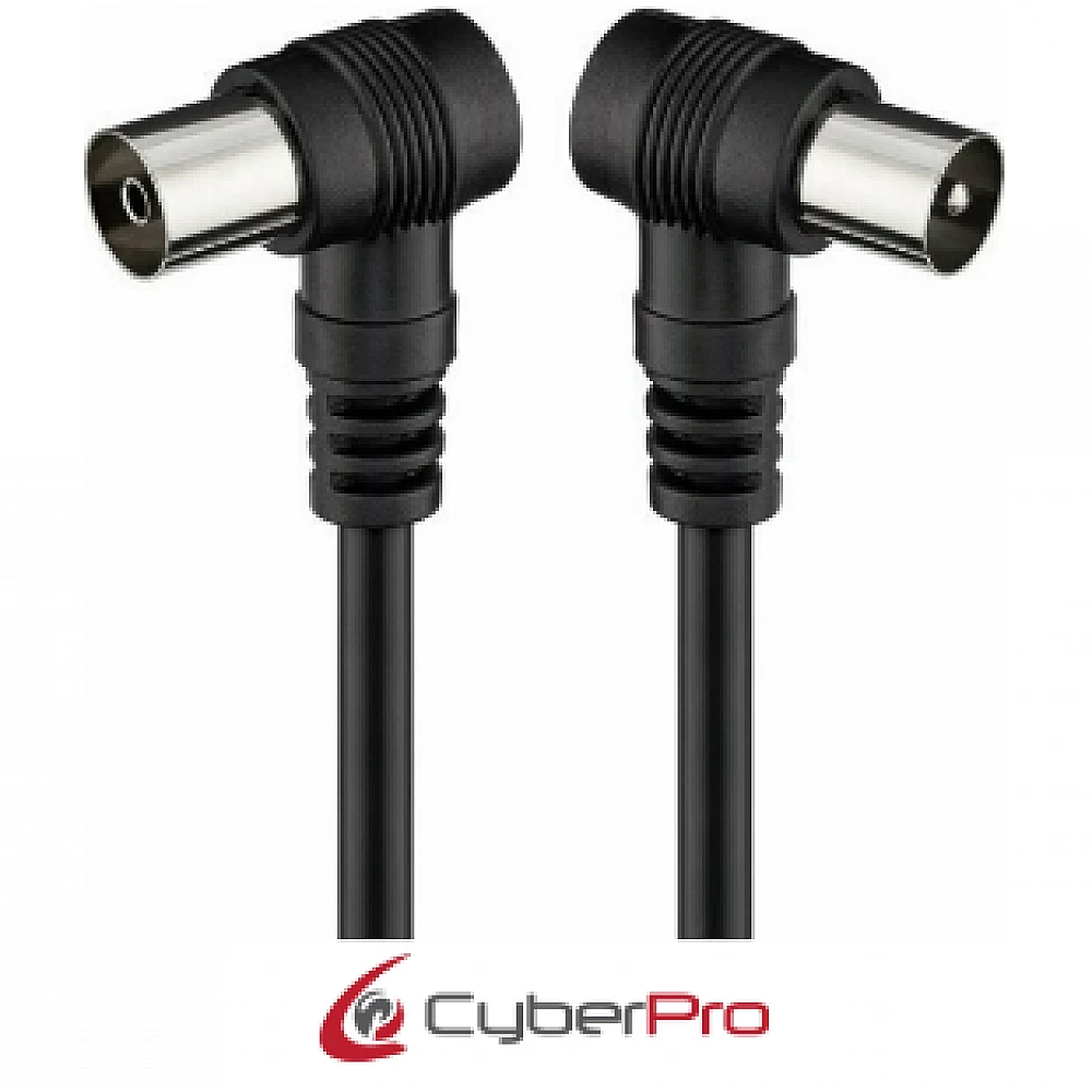 CYBERPRO CP-TVPAL015B-90, Καλώδιο Κεραίας M/F γωνιακό, 1,5 μέτρα, Μαύρο