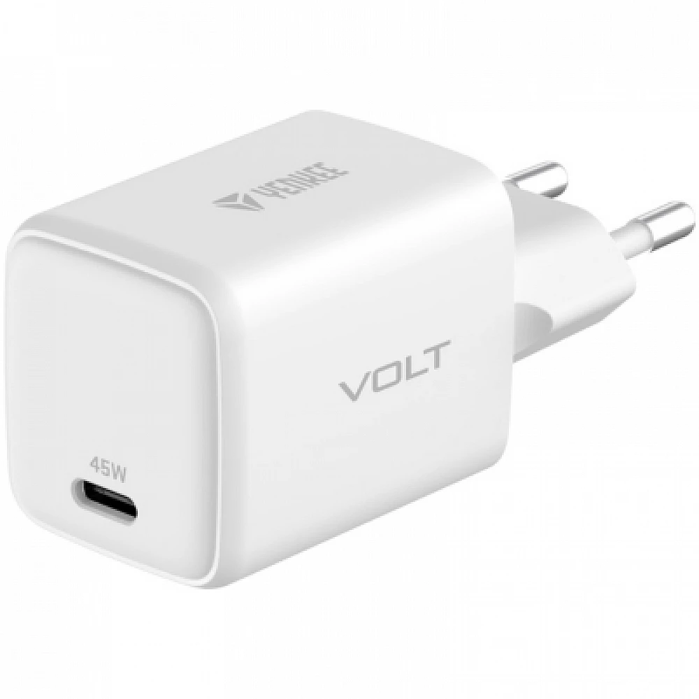 YENKEE YAC G45 VOLT Φορτιστής USB-C, 45W Τεχνολογίας GaN με QC 4.0+, PD 3.0, AFC, FCP, Λευκός