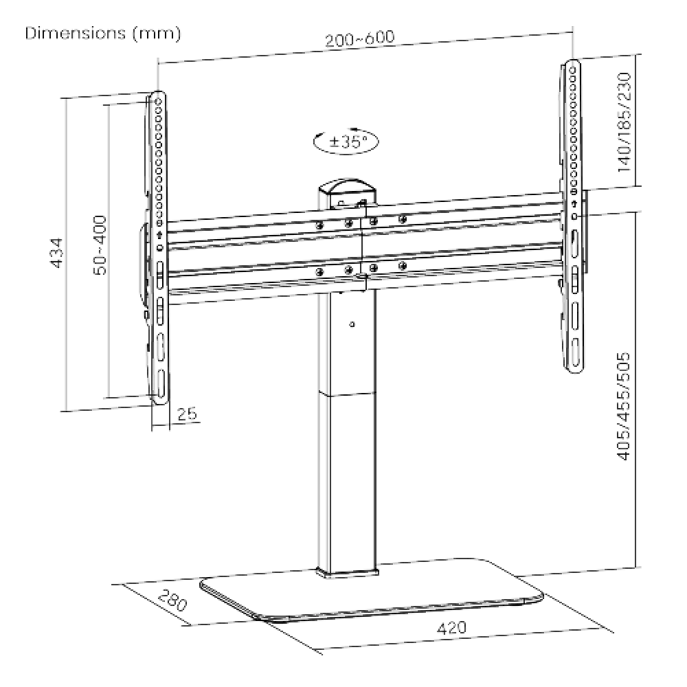 BRATECK βάση γραφείου LDT03-23L, για οθόνη 37"-70", 40kg
