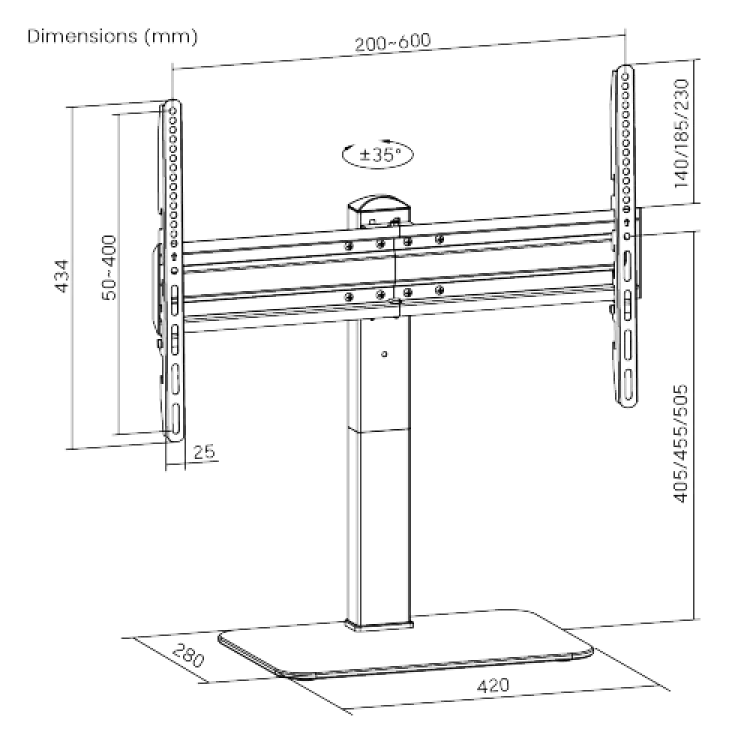 BRATECK βάση γραφείου LDT03-23L, για οθόνη 37"-70", 40kg