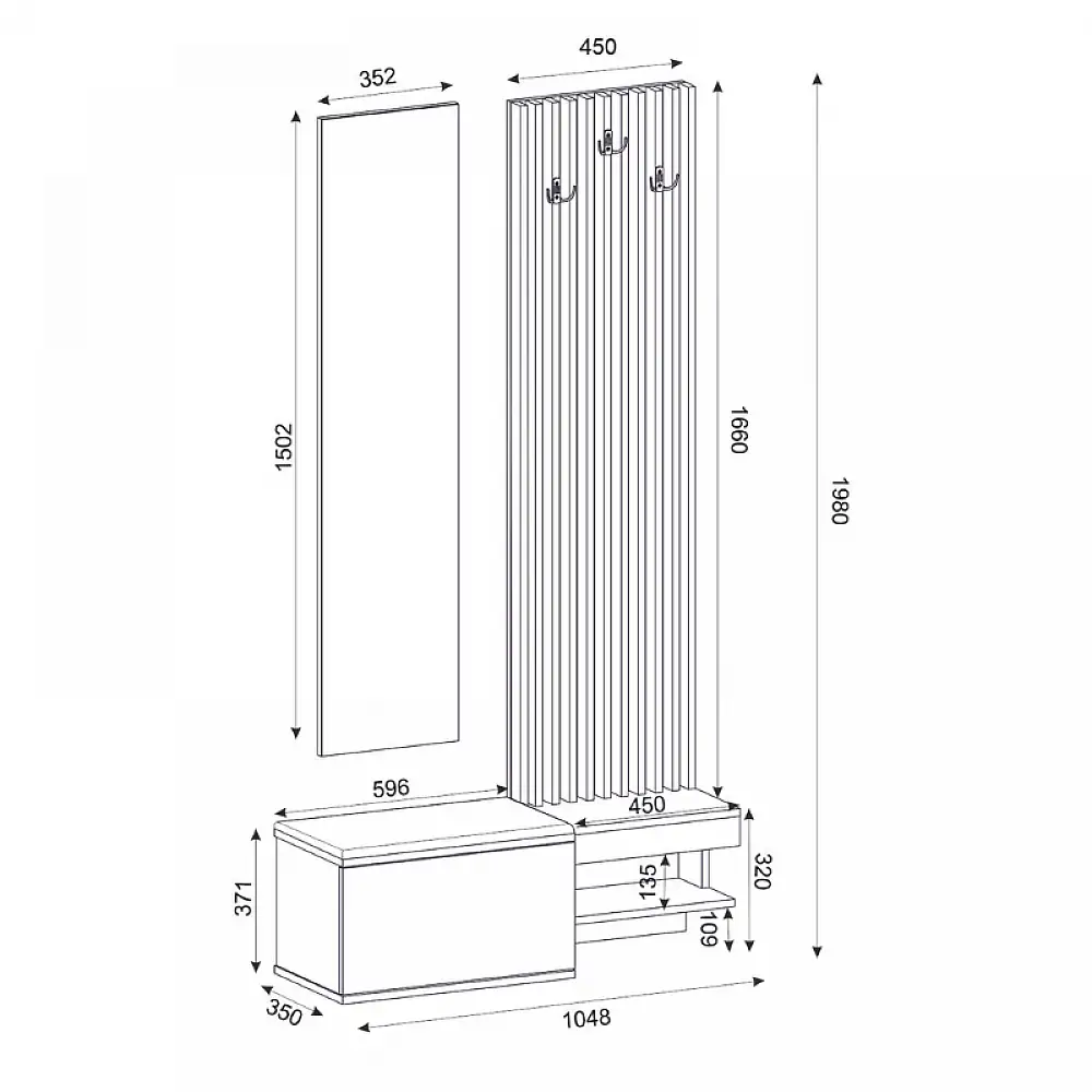 Έπιπλο εισόδου Dumont Megapap χρώμα ανθρακί - sepet oak 104,8x35x198εκ. | GP042-0362,1