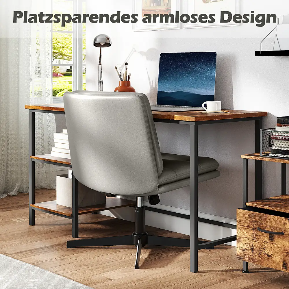 Costway Περιστρεφόμενη Πολυθρόνα Γραφείου με Παχιά Επένδυση σε Γκρι Χρώμα JV13222GR