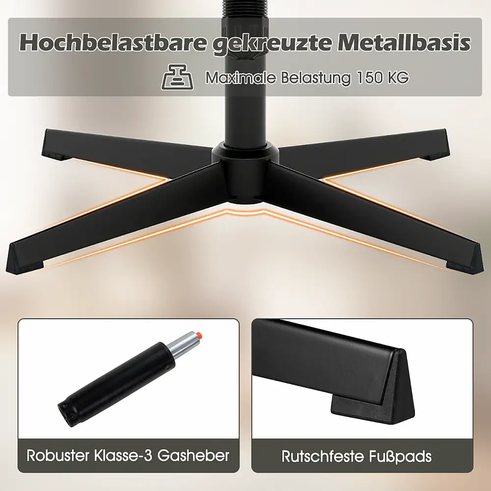 Costway Περιστρεφόμενη Πολυθρόνα Γραφείου με Παχιά Επένδυση σε Γκρι Χρώμα JV13222GR