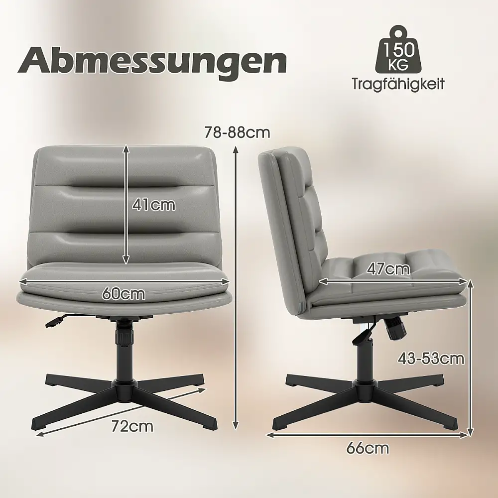 Costway Περιστρεφόμενη Πολυθρόνα Γραφείου με Παχιά Επένδυση σε Γκρι Χρώμα JV13222GR