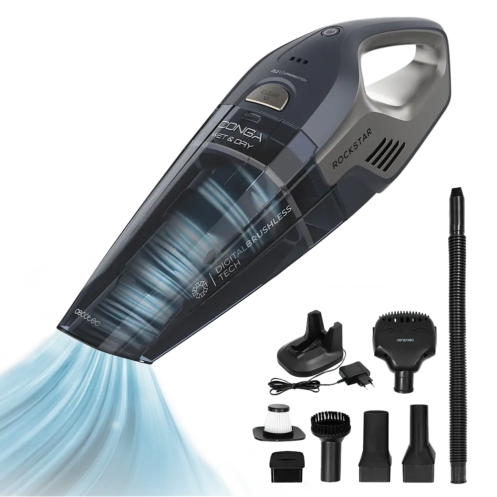 Cecotec Σκουπάκι Conga Rockstar 25,2V για κατοικίδια BLDC 25,2V - Για στερεά και υγρά, με δοχείο 500 ml, κατάλληλη για όλες τις επιφάνειες. CEC-115420