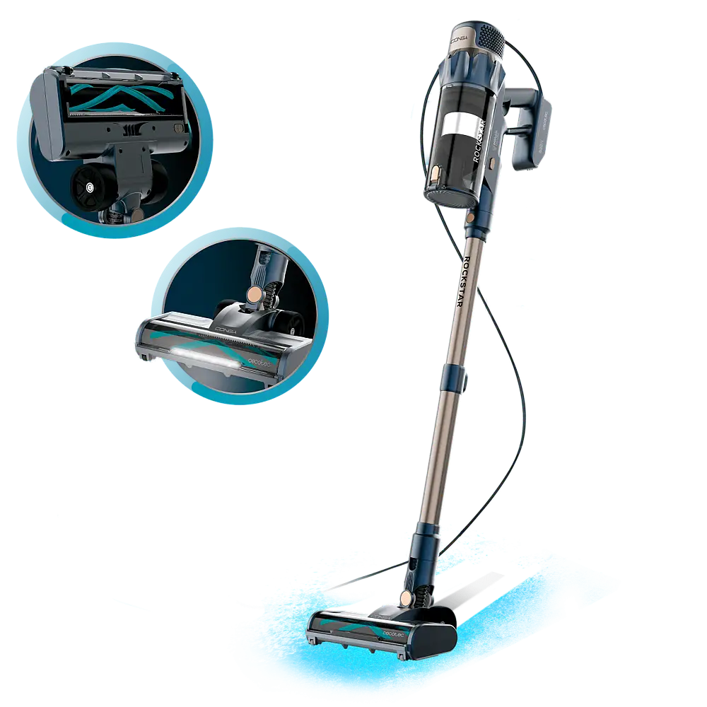 Cecotec Σκούπα Stick Conga Rockstar 800 Powerhead Titán με Καλώδιο, Ισχύς έως 600W, Ισχυρή Αναρρόφηση έως 15 kPa, Δοχείο 700 ml, Μηχανοκίνητη Βούρτσα, Τηλεσκοπικός Σωλήνας CEC-115419