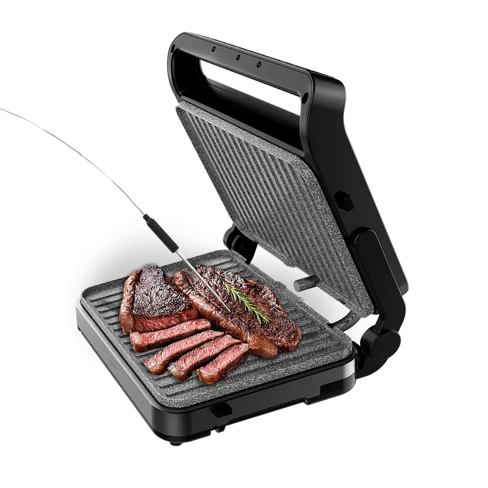 Cecotec Τοστιέρα - Γκριλ Rock'nGrill 2000W PerfectCook με Αποσπώμενες Πλάκες RockStone Κατάλληλες για Πλυντήριο Πιάτων και Άνοιγμα έως 105º CEC-112897