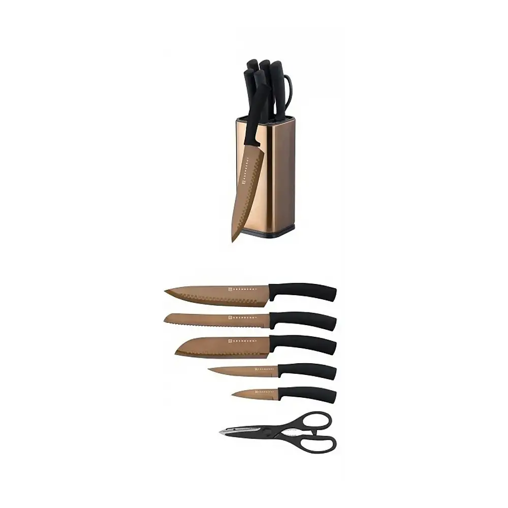 Edenberg Σετ 7 Μαχαιριών Με Βάση και Ψαλίδι από Ανοξείδωτο Ατσάλι με Εργονομικό Σχεδιασμό EB-11026