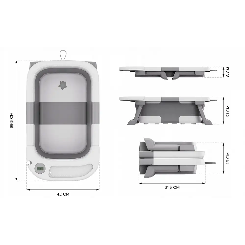 Tulano Πτυσσόμενη Μπανιέρα Wanienka 25 Γκρι 5903796016741