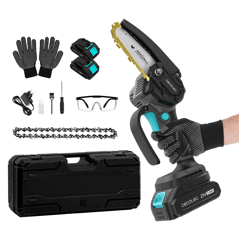 Cecotec Αλυσοπρίονο Χειρός 4" MontanaForce 4000 με Μπαταρία 21V. Λίπανση με κουμπί. Περιλαμβάνει βαλιτσάκι, επιπλέον αλυσίδα και σετ αξεσουάρ. CEC-106754