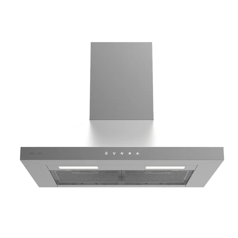 Cecotec Απορροφητήρας Bolero Flux PT 604000 Inox A+++ Πυραμίδα 60cm, 427,6m3/h, 3 ταχύτητες, SS Touch Control, Ινοξ Φινίρισμα, Ενεργειακή Κλάση A+++, DC Μοτέρ, Led Φωτισμός, Αλουμίνιο & Φίλτρα Άνθρακα CEC-110296