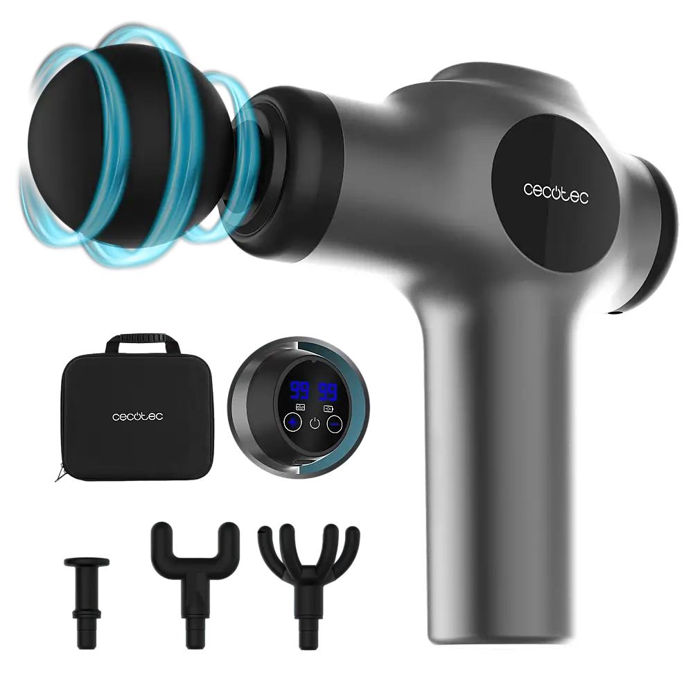 Cecotec Πιστόλι Μασάζ SkinCare με 99 επίπεδα έντασης, 4 κεφαλές, Ελαφρύ και συμπαγές, με θήκη αποθήκευσης. CEC-116295