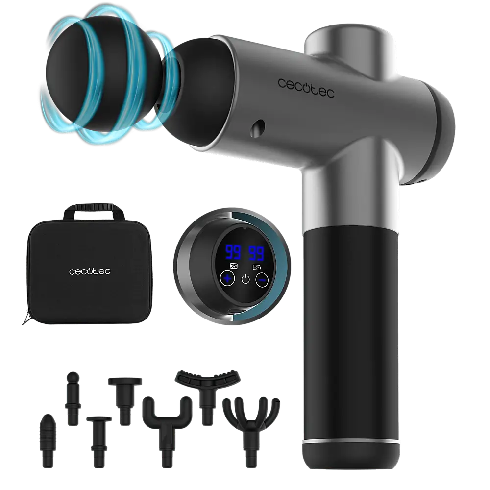 Cecotec Πιστόλι Μασάζ SkinCare Massage Full Recovery με 99 Επίπεδα Έντασης, Οθόνη, Brushless Κινητήρα, 8 Κεφαλές, Θήκη. CEC-116296