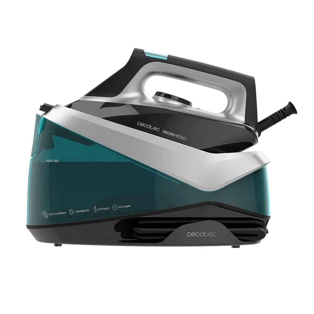 Cecotec Σύστημα Σιδερώματος με Ατμό IronHero H-2800 (2800 W) με Κεραμική Πλάκα Turbo Slide και Συνεχής Ατμός 135 g/min Τεχνολογία I-Pump, Ακρίβεια Μύτης, Έλεγχος Θερμοκρασίας, Σύστημα Αποσβέσεως Άλατος Cyclo Clean, Αυτόματη Απενεργοποίηση Smart Auto Off.