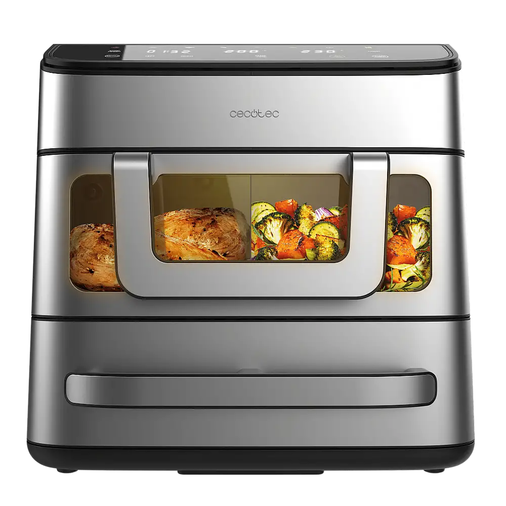 Cecotec Πολυλειτουργικό Air Fryer και Φούρνος 18L Cecofry CuisineCook 18000 με Πέτρα για Πίτσα, Έγχρωμη Οθόνη και Τεχνολογία Συγχρονισμού για Τέλεια Αποτελέσματα. CEC-109979