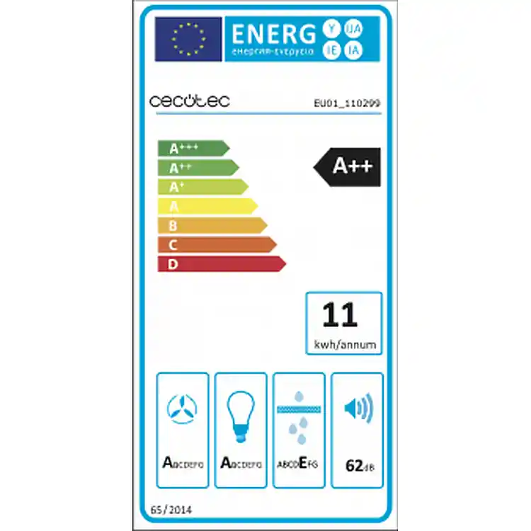 CECOTEC Απορροφητήρας Κουζίνας Bolero Flux TT 604400 Black A++ Τύπου Τ 60cm με 413,3m³/h, Αισθητήριο Αφής, BLDC Motor, Booster, Χειρονομιακό Έλεγχο και Φίλτρα Άνθρακα CEC-110299