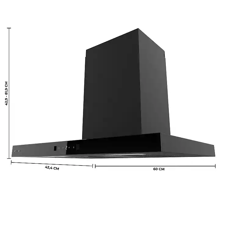 CECOTEC Απορροφητήρας Κουζίνας Bolero Flux TT 604400 Black A++ Τύπου Τ 60cm με 413,3m³/h, Αισθητήριο Αφής, BLDC Motor, Booster, Χειρονομιακό Έλεγχο και Φίλτρα Άνθρακα CEC-110299