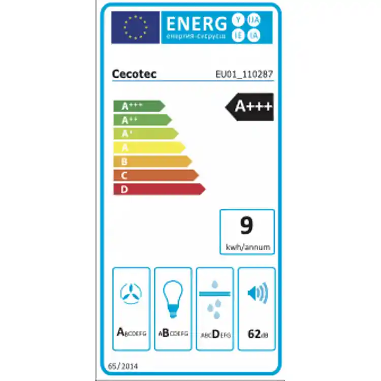 CECOTEC Τηλεσκοπικός Απορροφητήρας 70 εκ., Bolero Flux TLT 704400 Glass White A+++ 431,2 m³/h, Λευκός Γυάλινος, Inox, DC Motor, Touch Control, Booster, με Φίλτρα Άνθρακα για Ανακυκλοφορία CEC-110287