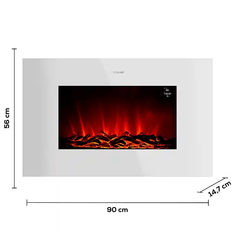 CECOTEC Ηλεκτρικό Τζάκι 35" 2000W ReadyWarm 3590 Flames Connected White με Wi‑Fi, Τηλεχειριστήριο, Πάνελ από Ενισχυμένο Γυαλί, Ρυθμιζόμενη Φλόγα, Εβδομαδιαίο Χρονοδιακόπτη και Αισθητήρα Ανοιχτής Πόρτας CEC-117777