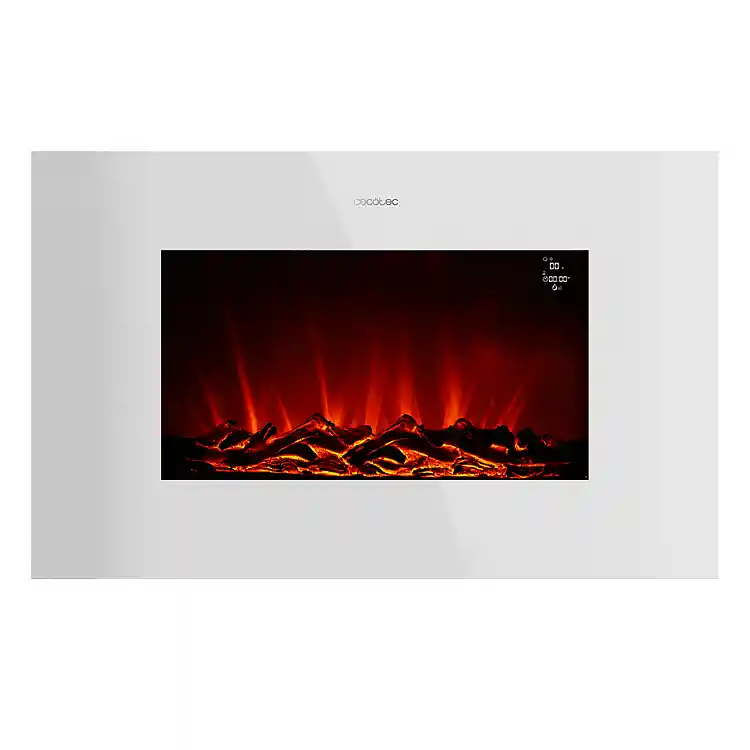 CECOTEC Ηλεκτρικό Τζάκι 35" 2000W ReadyWarm 3590 Flames Connected White με Wi‑Fi, Τηλεχειριστήριο, Πάνελ από Ενισχυμένο Γυαλί, Ρυθμιζόμενη Φλόγα, Εβδομαδιαίο Χρονοδιακόπτη και Αισθητήρα Ανοιχτής Πόρτας CEC-117777