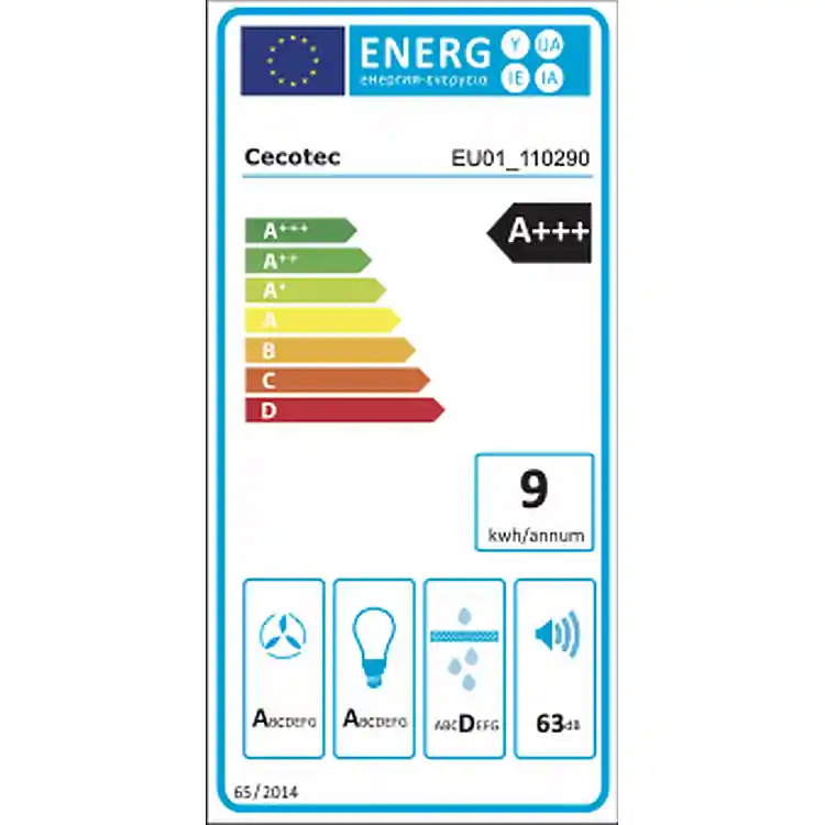 CECOTEC Απορροφητήρας Πυραμίδα 60 cm Bolero Flux PT 604400 Inox A+++, 449,5 m³/h, Λευκό Γυαλί/Ανοξείδωτο Ατσάλι, BLDC, Χειρισμός με Κίνηση Χεριού, Booster, Πλενόμενα Φίλτρα, Φίλτρα Άνθρακα για Ανακύκλωση CEC-110290