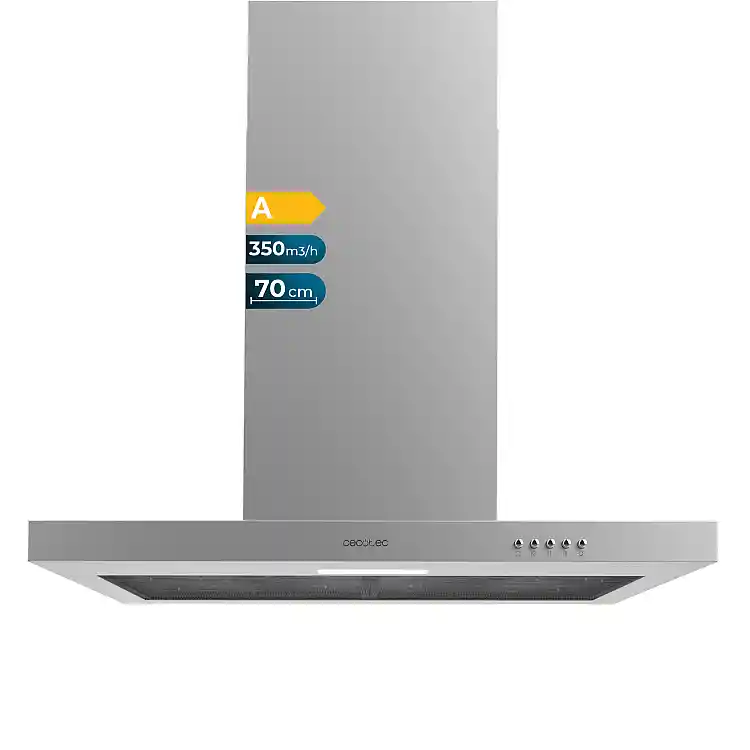 CECOTEC Απορροφητήρας Τ 70 cm Inox 3 Bolero Flux TM 703500 50 m³/h 70W Κλάση A 3 Ταχύτητες Φωτισμός Φίλτρο Άνθρακα CEC-02877