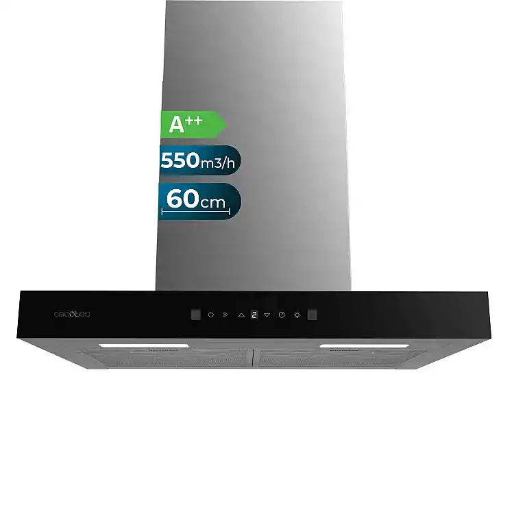 CECOTEC Γυάλινος Απορροφητήρας Τύπου T Flux TT 605500 60cm Μαύρος A++ CEC-02880