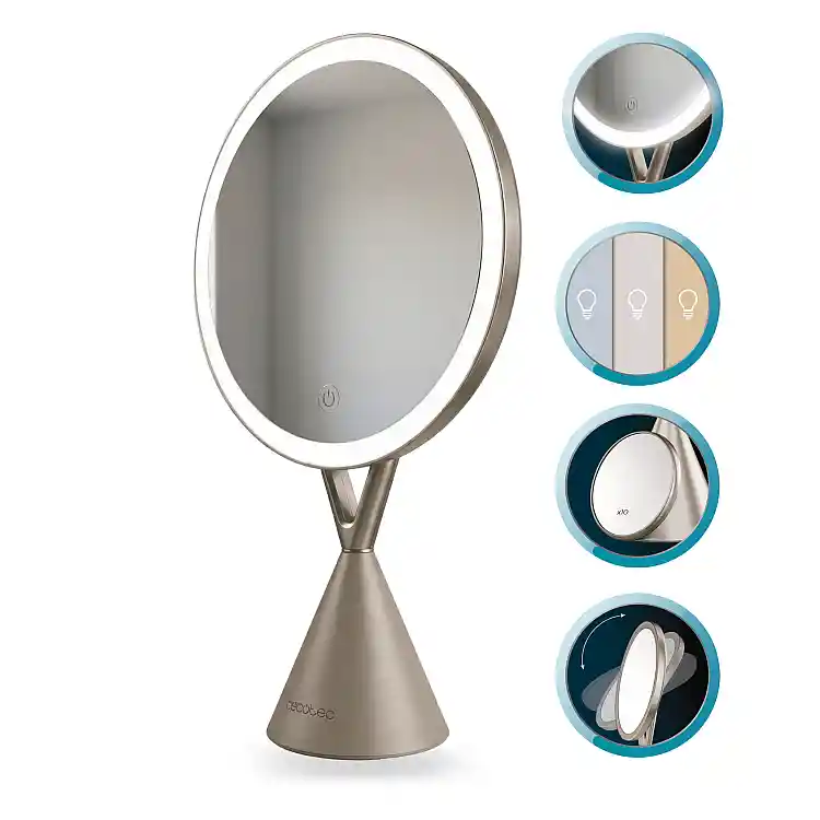 CECOTEC Επαναφορτιζόμενος Καθρέφτης Μακιγιάζ FaceCare Mirror με Μεγέθυνση 10x, LED Φωτισμό και Ρυθμιζόμενη Γωνία CEC-122542