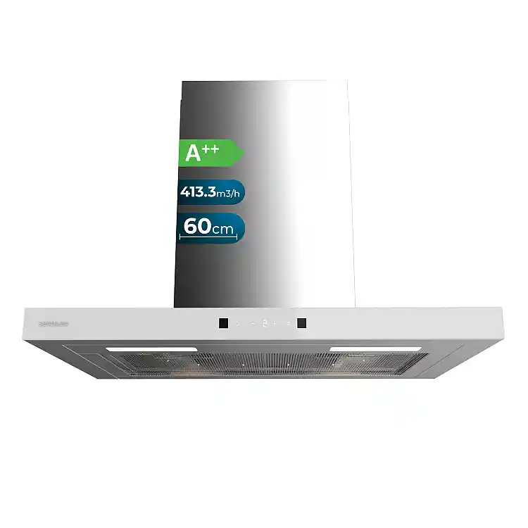 CECOTEC Απορροφητήρας Τ-σχήματος 60 cm Bolero Flux TT 604400 Inox A++ με 413,3 m³/h, Έλεγχο Αφής & BLDC Μοτέρ CEC-110298