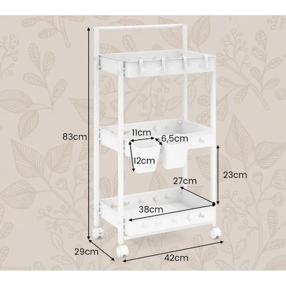 Τρόλεϊ Κουζίνας 3 Επιπέδων με Ρόδες  42 x 29 x 83 cm Λευκό JZ10202WH Costway