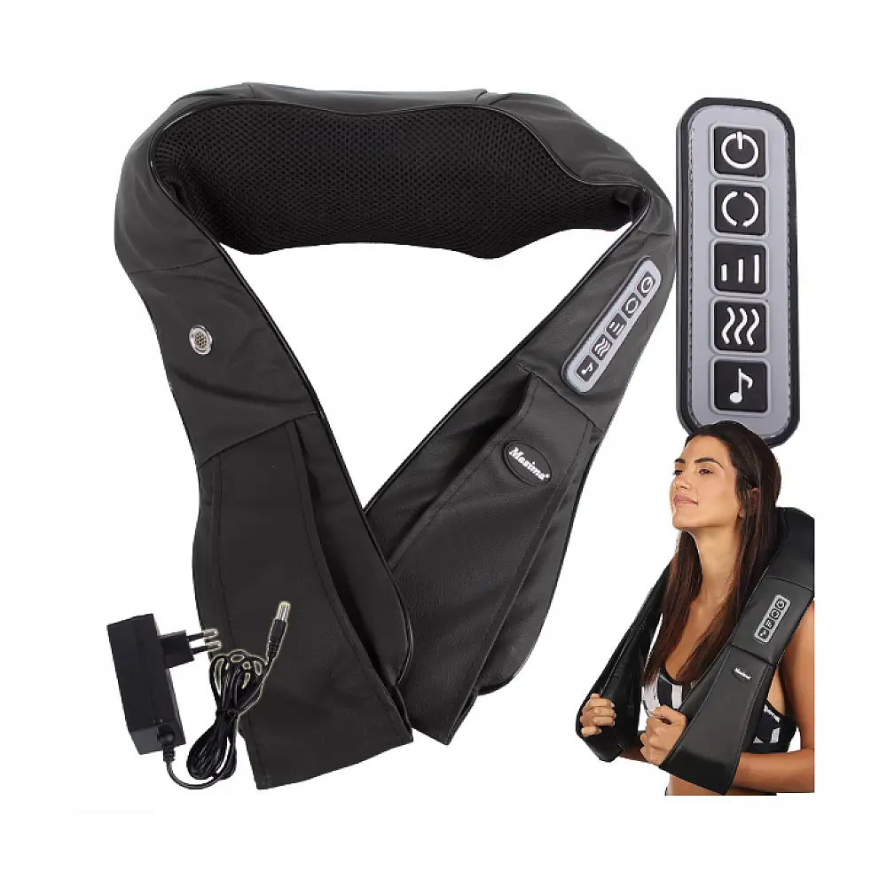 Συσκευή Μασάζ Shiatsu Αυχένα-Πλάτης-Σώματος με Θερμότητα και Ηχείο Μαύρο 5907451367285 VERK GROUP
