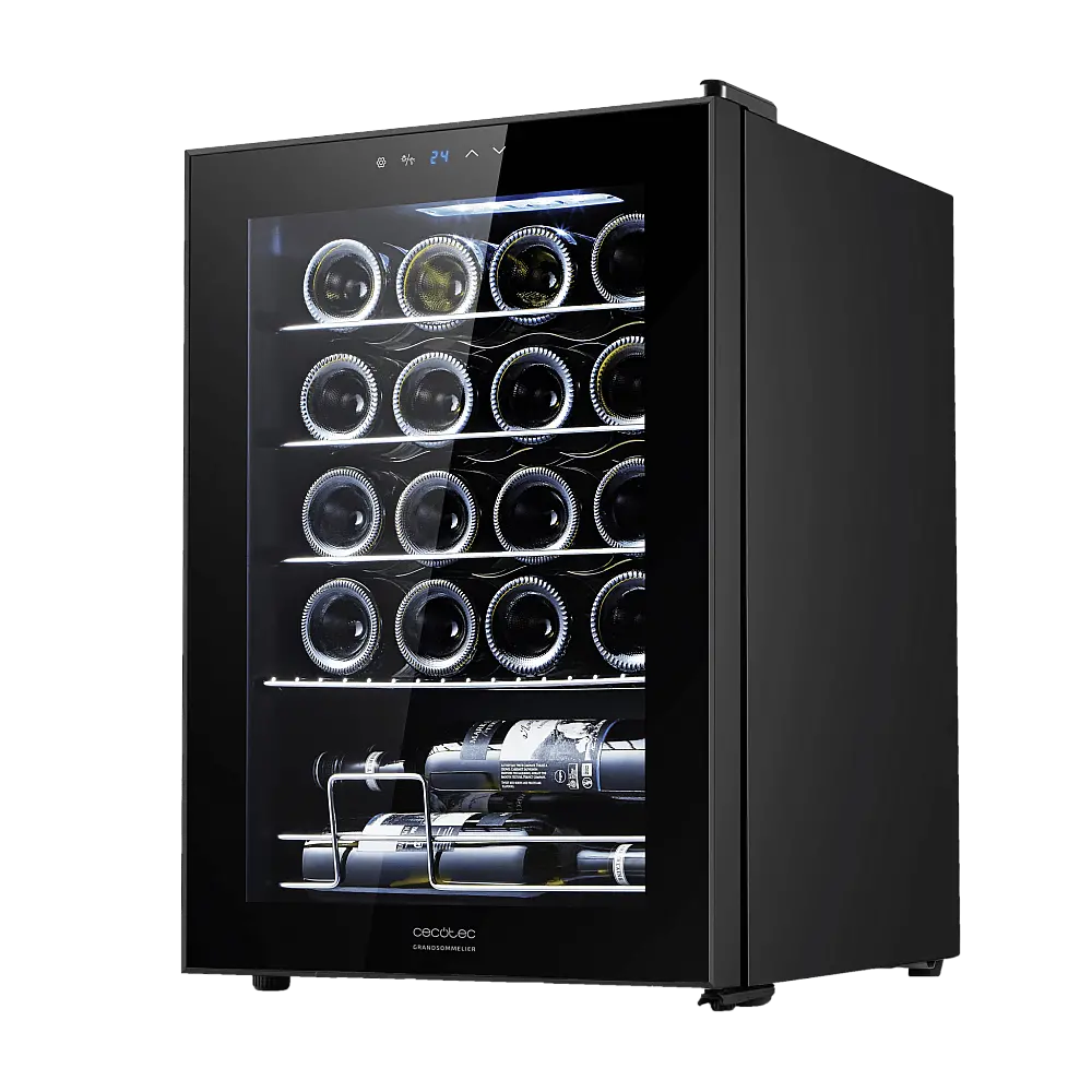 CECOTEC  Συντηρητής Κρασιών Bolero GrandSommelier 2050 με Συμπιεστή, Χωρητικότητα 20 Φιαλών, Ρυθμιζόμενη Θερμοκρασία 5-18ºC και Οθόνη Αφής Ελέγχου  CEC-00122