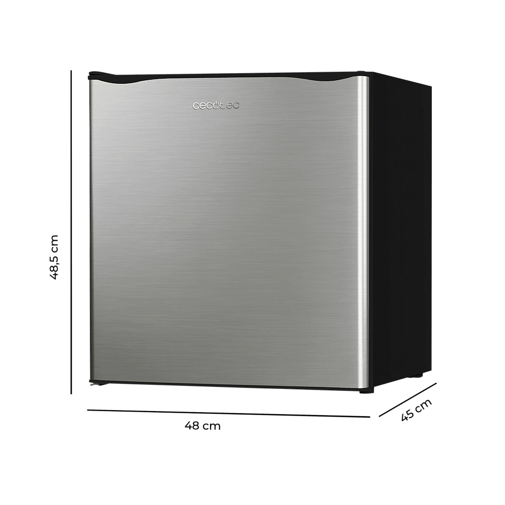 CECOTEC  Μίνι Ψυγείο GrandCooler 20000 L SilentCompress Inox E, Μαύρο, 46 Λίτρα, 48,7x48 εκ., Αναστρέψιμη Πόρτα, Ενεργειακή Κλάση E  CEC-03617
